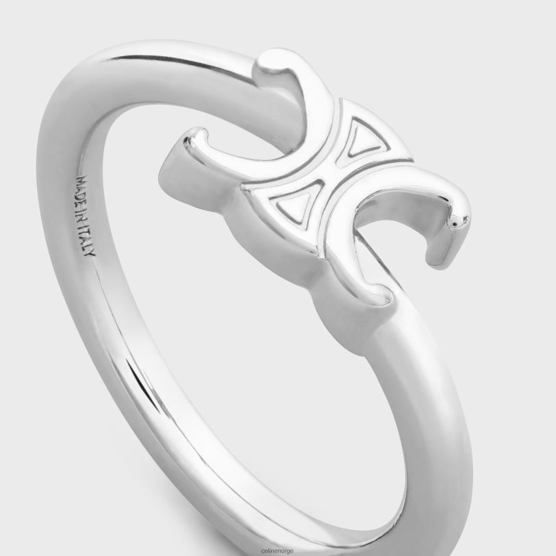 CELINE kvinner triomphe asymmetrisk ring i messing med rhodium finish V0PT61294 tilbehør sølv
