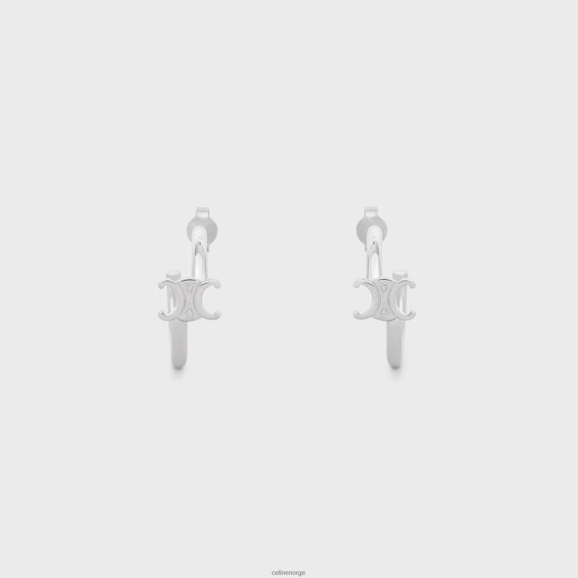 CELINE kvinner triomphe asymmetriske bøyler i messing med rhodiumfinish V0PT61292 tilbehør sølv