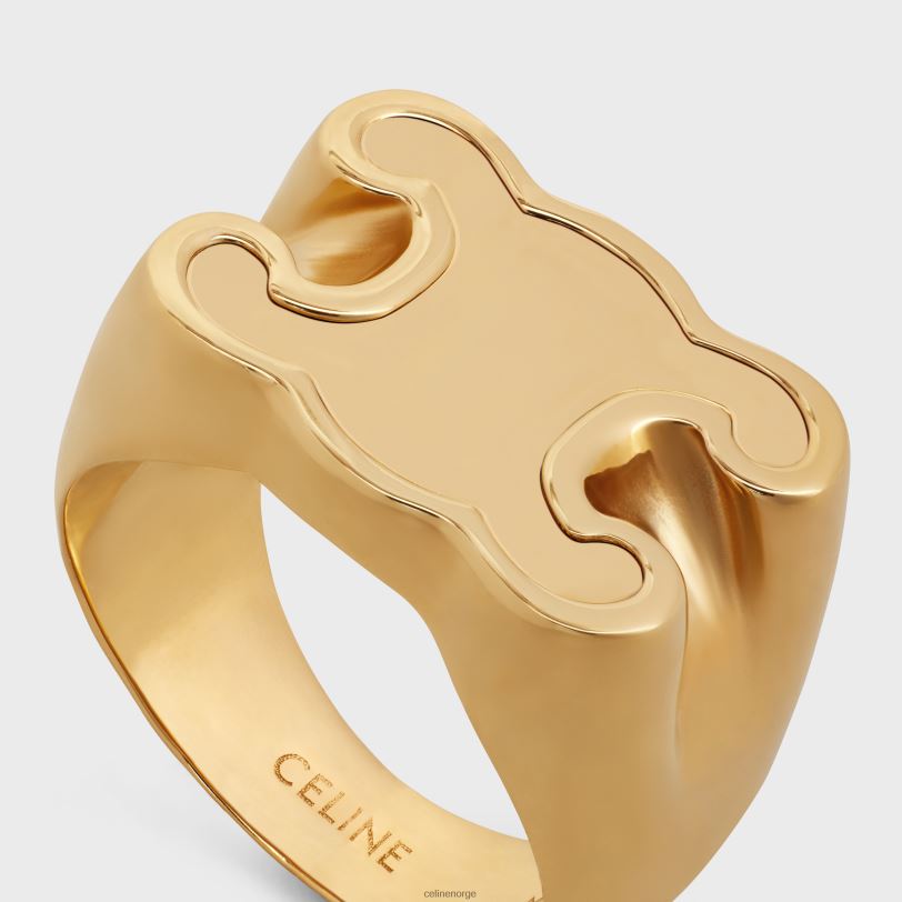 CELINE kvinner triomphe chevaliere ring i messing med finish V0PT61309 tilbehør gull