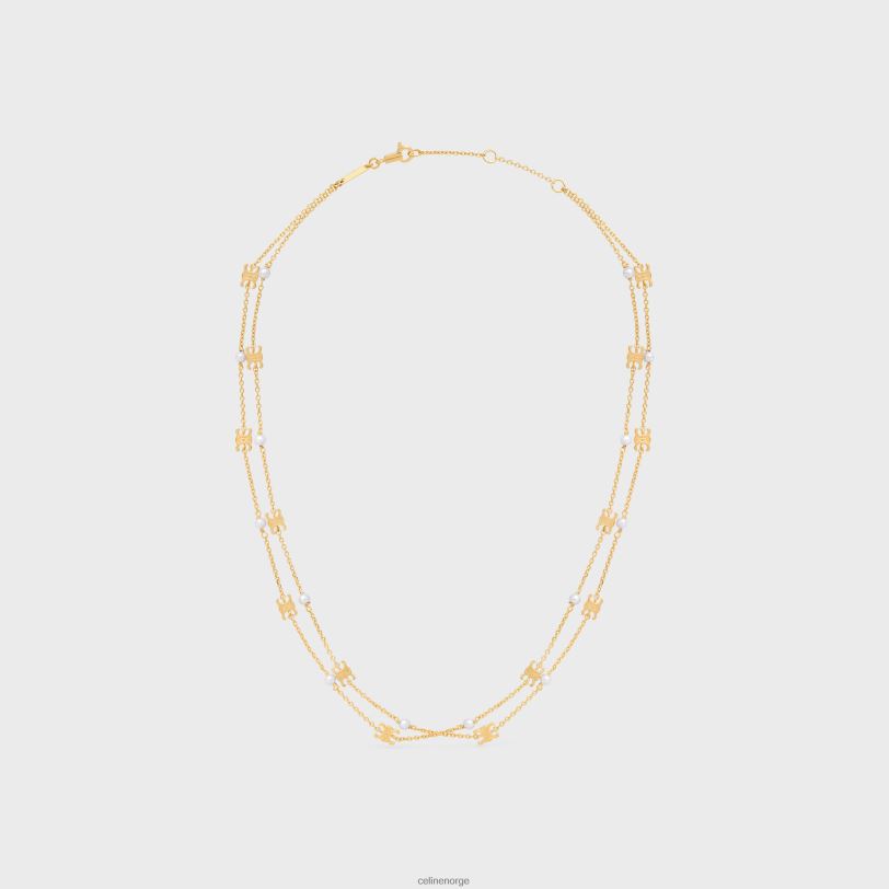 CELINE kvinner triomphe perlekjede i messing med gullfinish og harpiksperler V0PT61281 tilbehør gull/elfenben