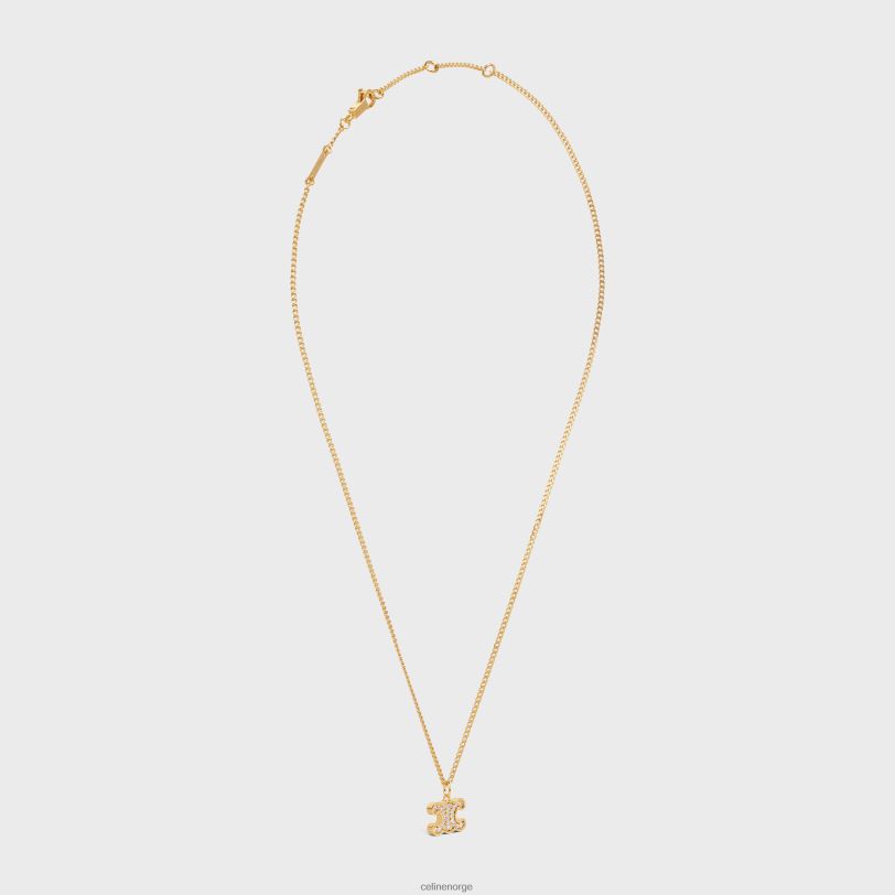 CELINE kvinner triomphe rhinestone halskjede i messing med finish og krystaller V0PT61299 tilbehør gull
