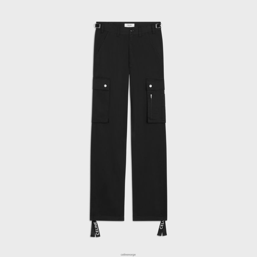 CELINE menn cargobukser i bomullslin svart klær TZLR6J1823
