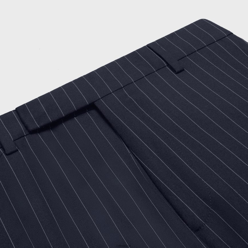 CELINE menn klassiske bukser i stripet kashmirull marine/craie klær TZLR6J1902