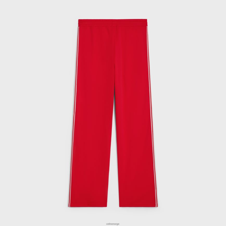 CELINE menn treningsbukser i dobbel ansiktsjersey rød/off white klær TZLR6J2016