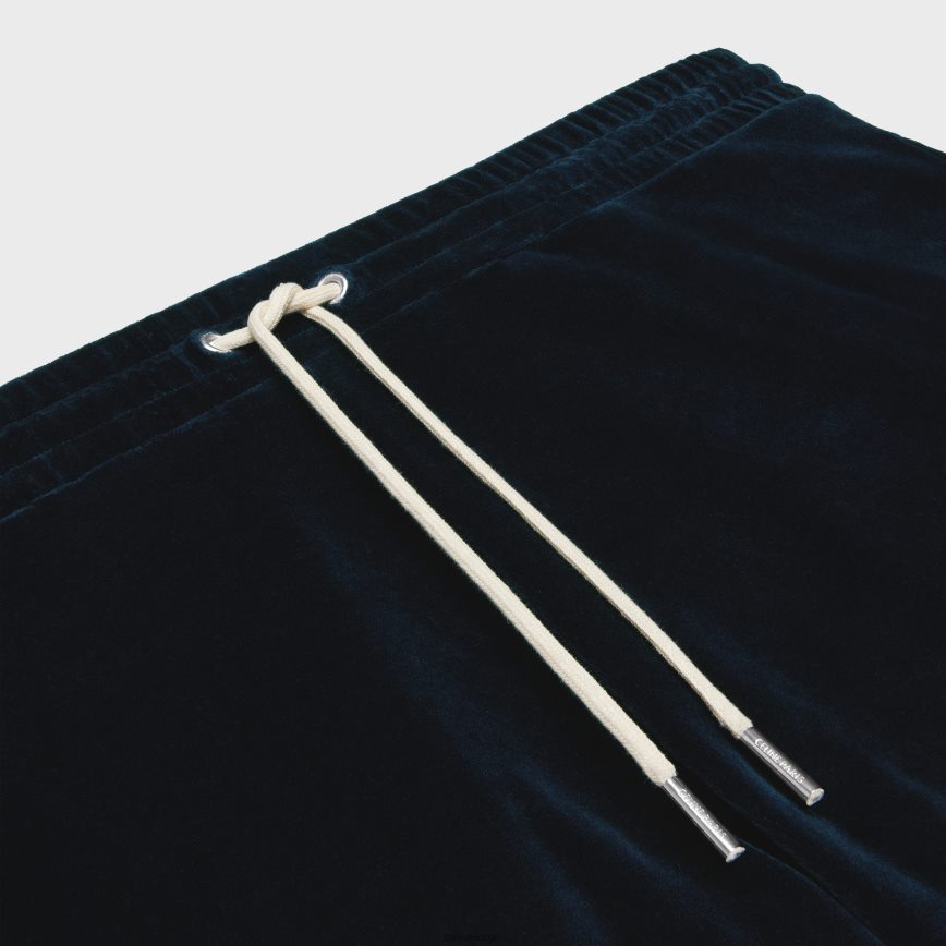 CELINE menn treningsbukser i fløyelsjersey midnatt/ecru klær TZLR6J2013