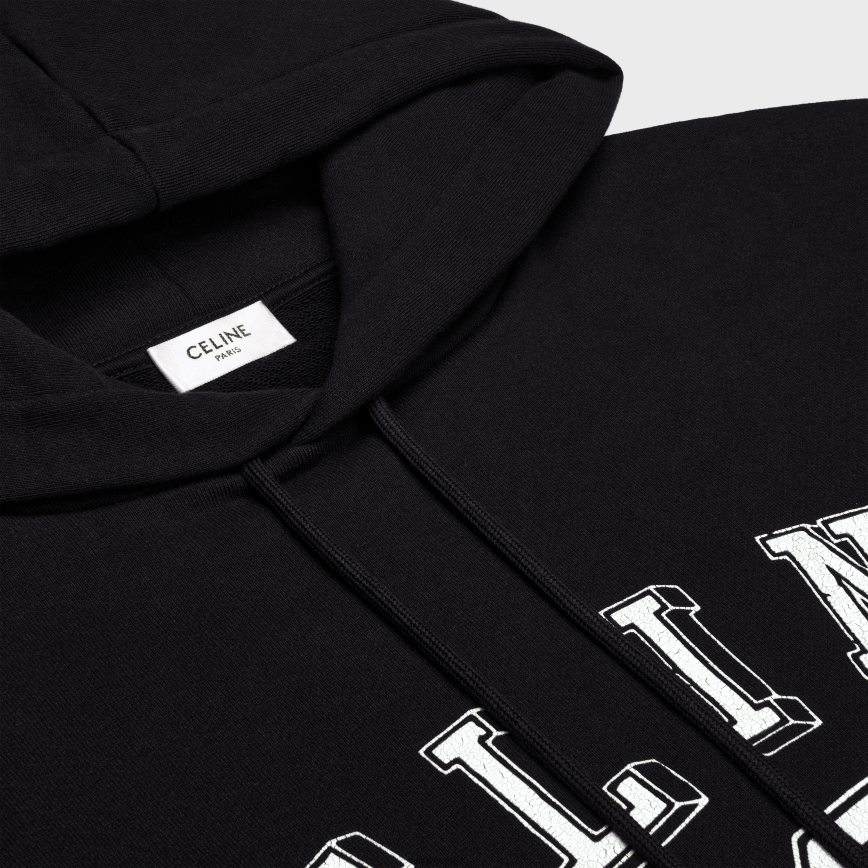 CELINE menn 16 løs hettegenser i bomullsfleece svart hvit klær TZLR6J1809