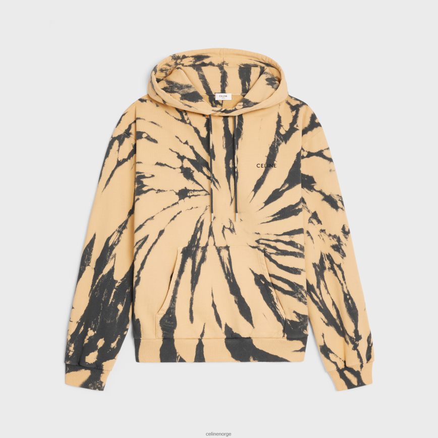 CELINE menn løs hettegenser i bomullsfleece grå/beige/svart klær TZLR6J1947