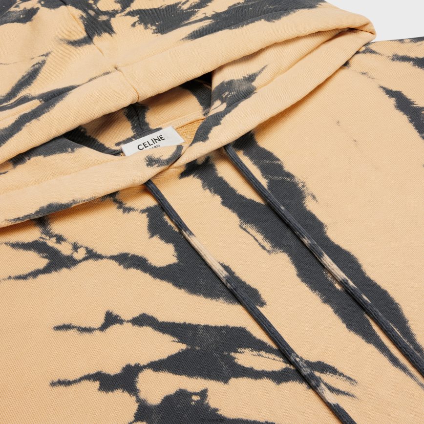 CELINE menn løs hettegenser i bomullsfleece grå/beige/svart klær TZLR6J1947