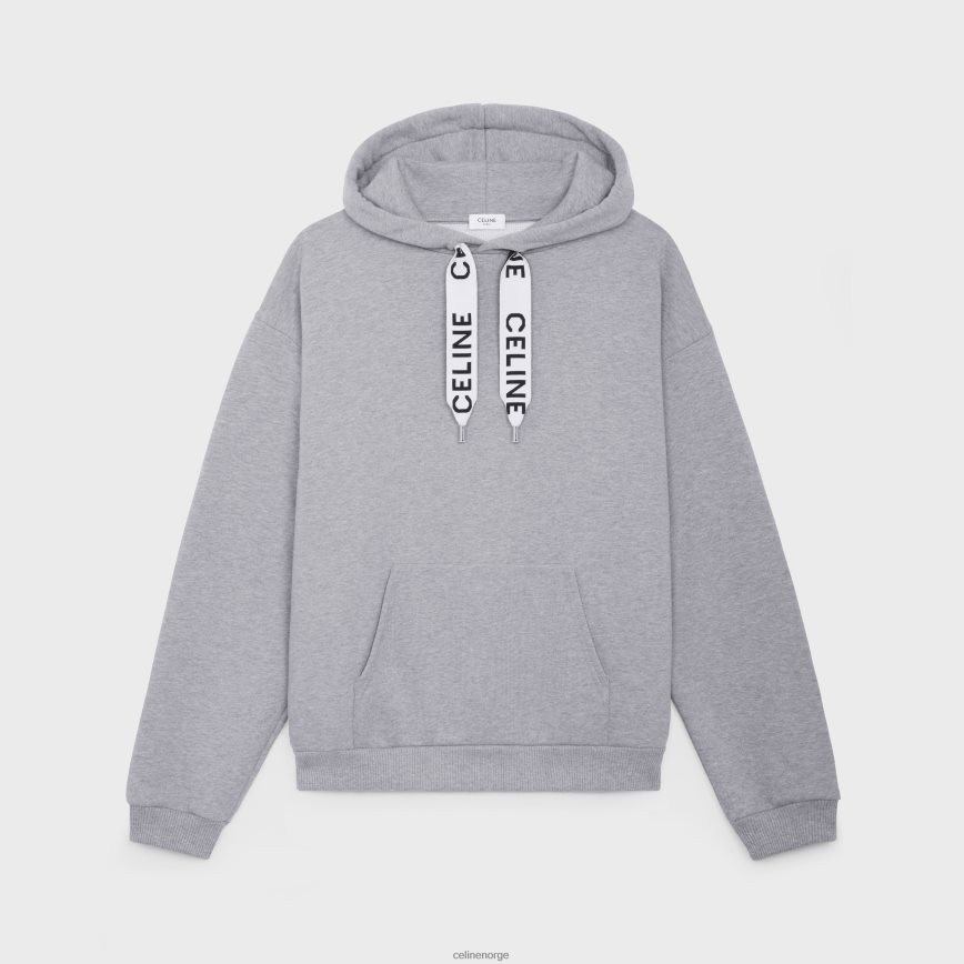 CELINE menn løs hettegenser i bomullsfleece lysegrå klær TZLR6J1938