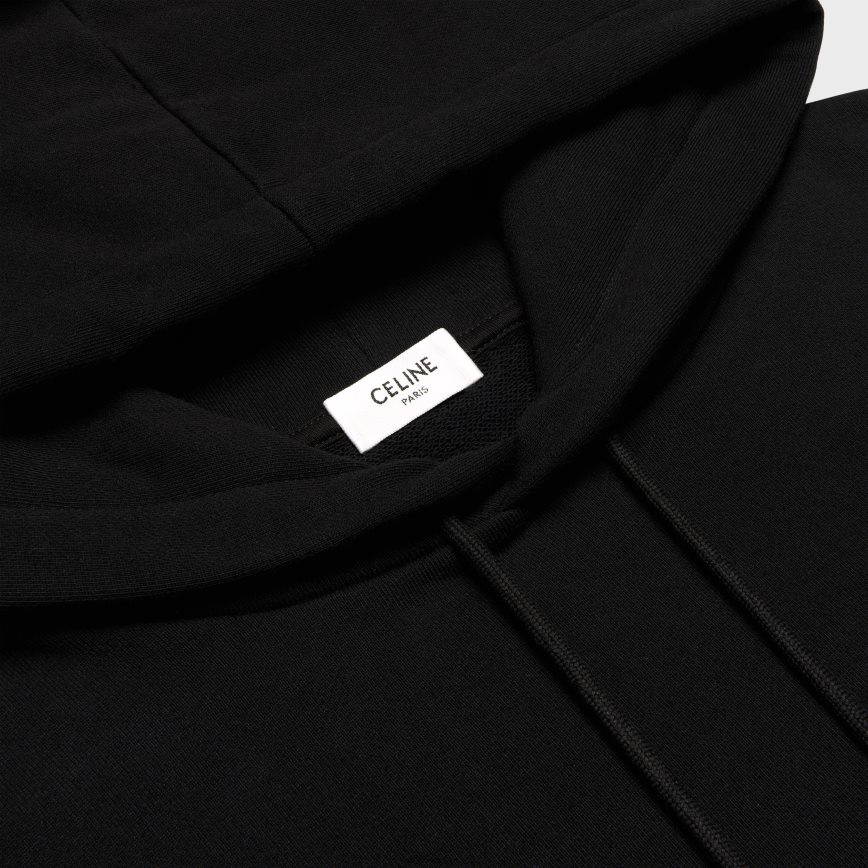 CELINE menn løs hettegenser med nagler i bomullsfleece svart/sølv klær TZLR6J1939