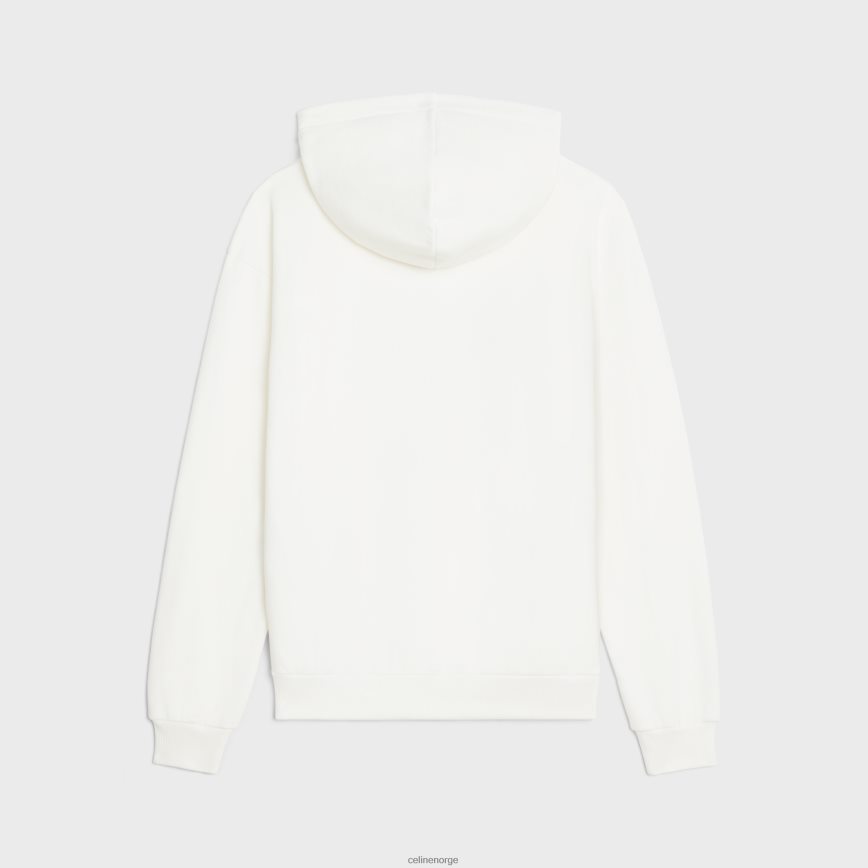 CELINE menn loose wave hettegenser i bomullsfleece offwhite/blå klær TZLR6J1948