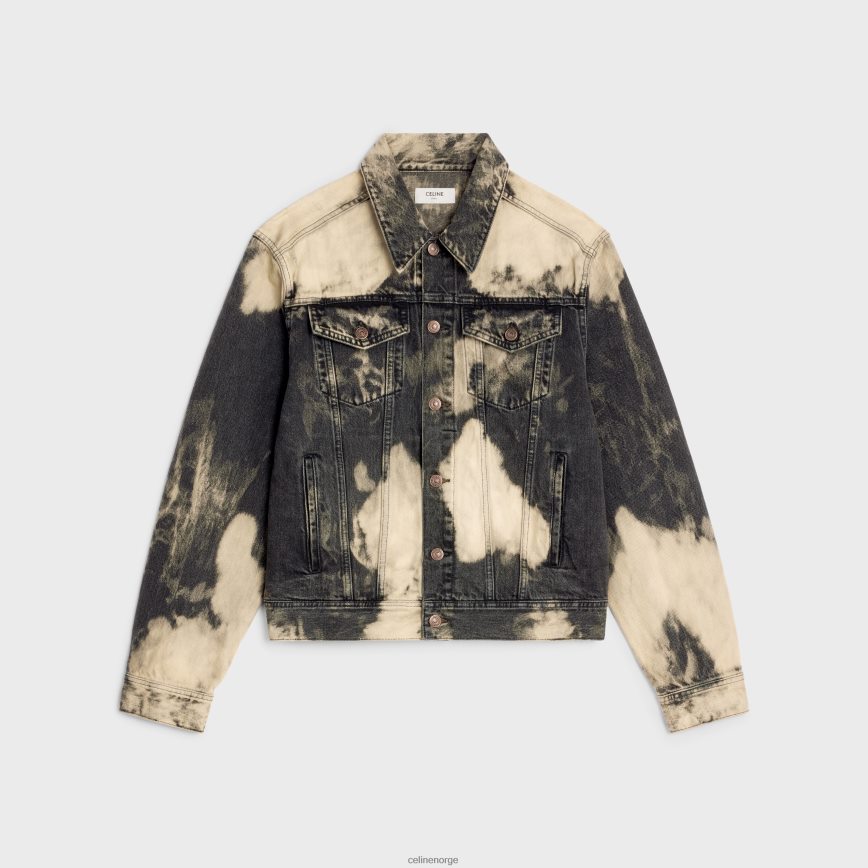 CELINE menn V-formet trucker-jakke i dongeri harris vask klær TZLR6J1990