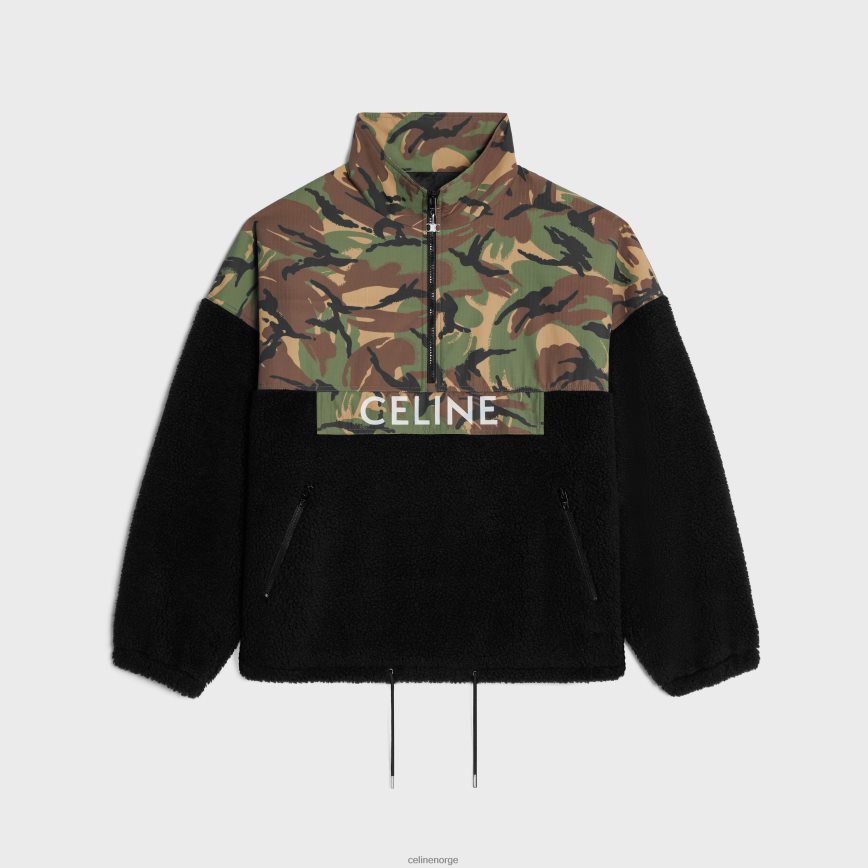 CELINE menn bi-material jakke svart/kamuflasje klær TZLR6J1806