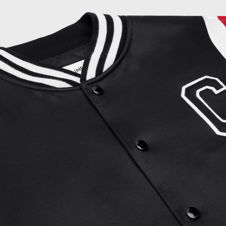 CELINE menn bomberjakke i tykk sateng svart klær TZLR6J1843