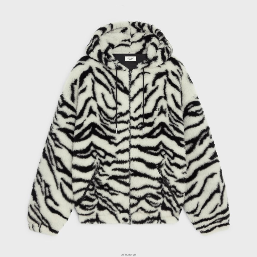 CELINE menn jakke i fleece med tigertrykk off white/svart klær TZLR6J1846