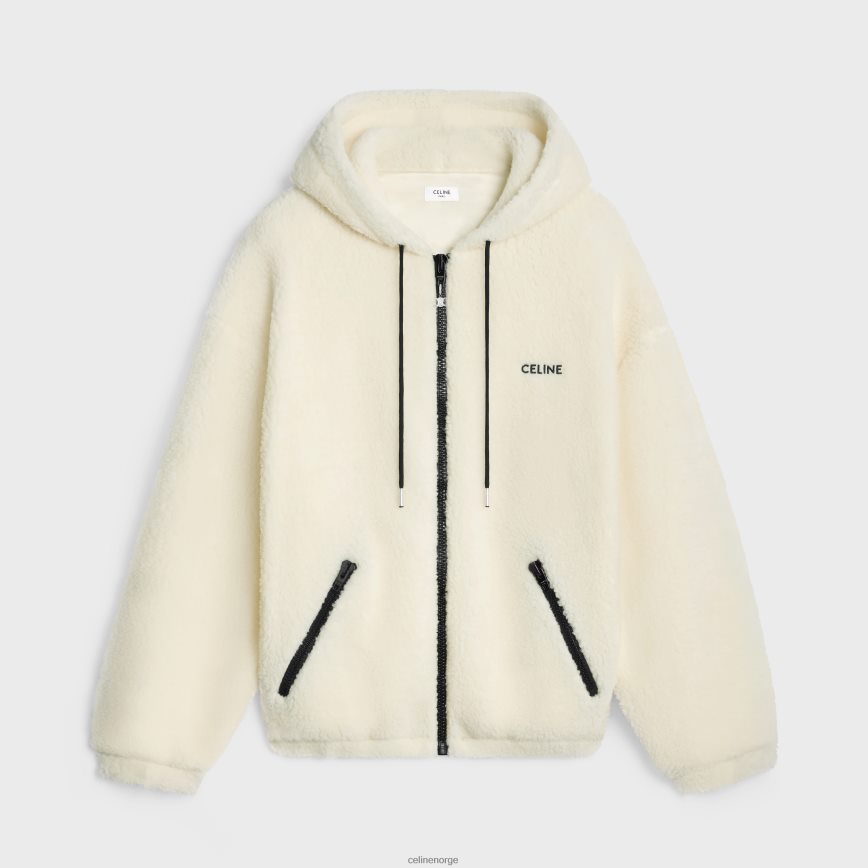 CELINE menn jakke i fleece off white/svart klær TZLR6J1805