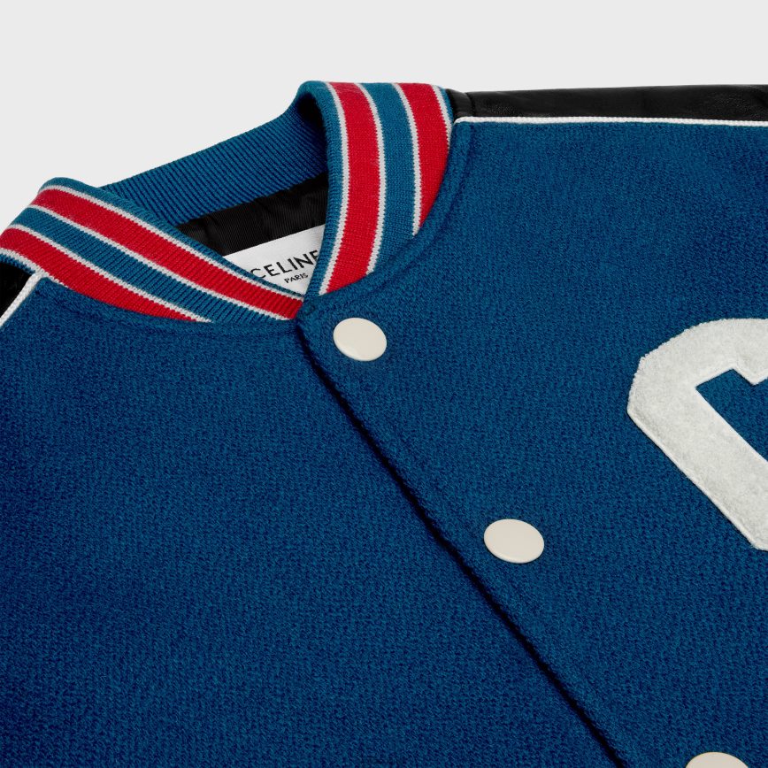 CELINE menn klassisk teddyjakke i teksturert ull kobolt klær TZLR6J1839