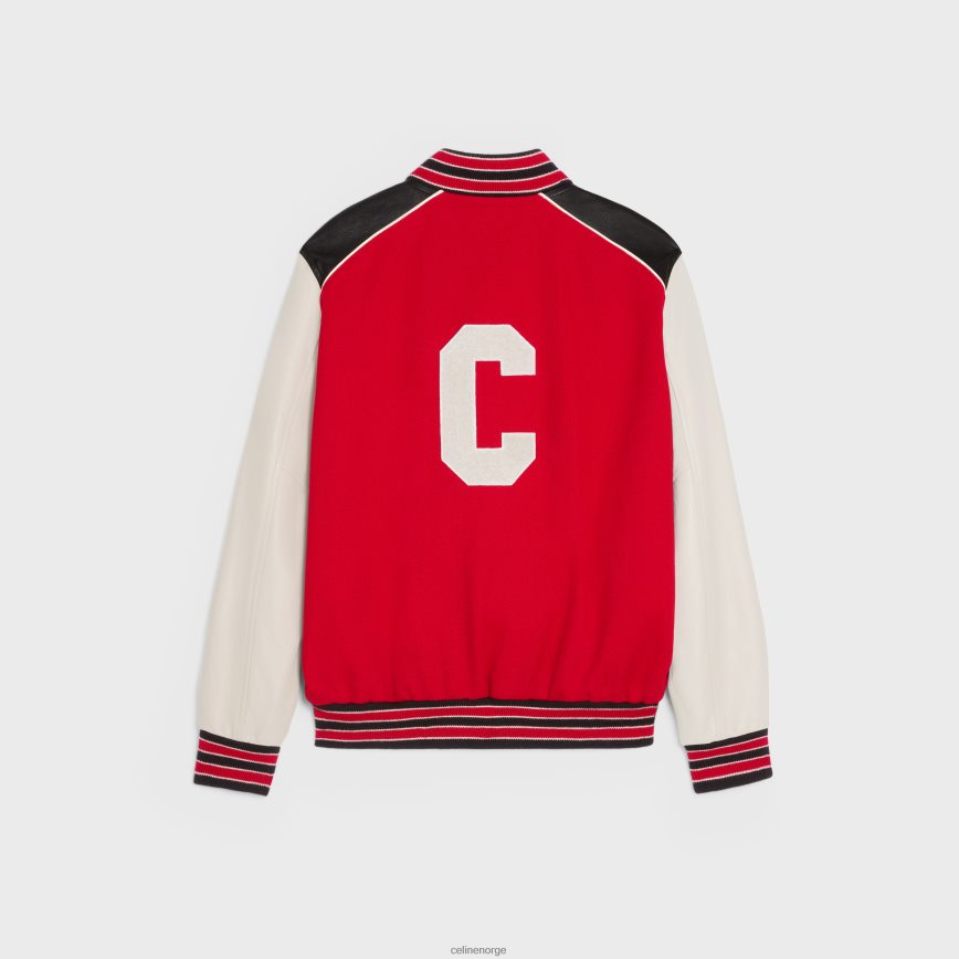 CELINE menn klassisk teddyjakke i teksturert ull rød klær TZLR6J1840