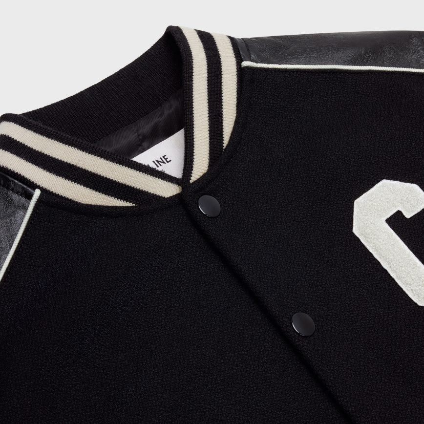 CELINE menn klassisk teddyjakke i teksturert ull svart klær TZLR6J1838