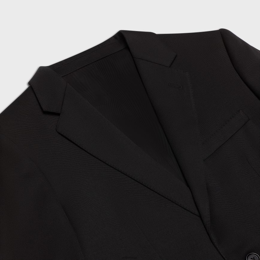 CELINE menn kort jakke i grain de poudre ultra svart klær TZLR6J1887