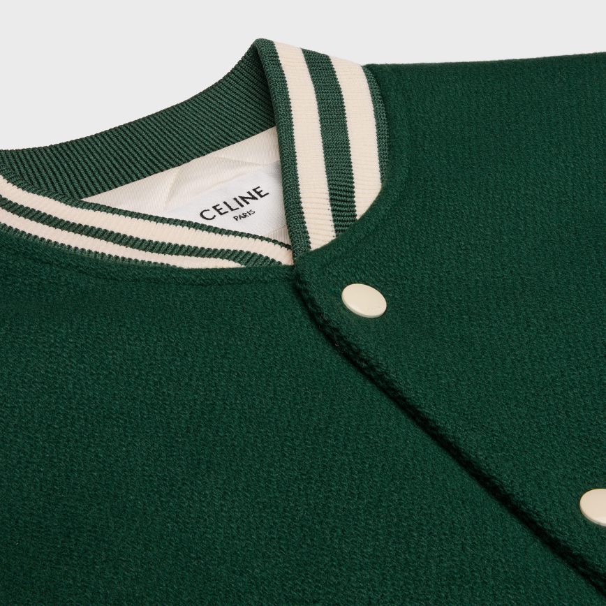 CELINE menn løs teddyjakke i teksturert ull grønn klær TZLR6J1777