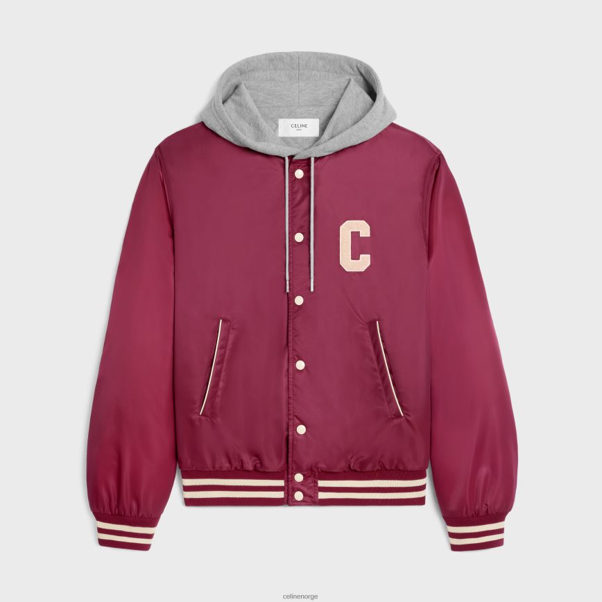 CELINE menn oversized hette teddyjakke i nylon burgunder klær TZLR6J1854