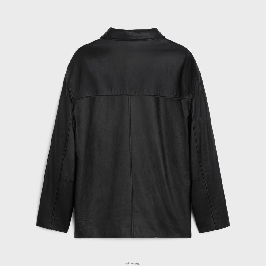 CELINE menn politimannjakke i mykt lammeskinn svart klær TZLR6J1779