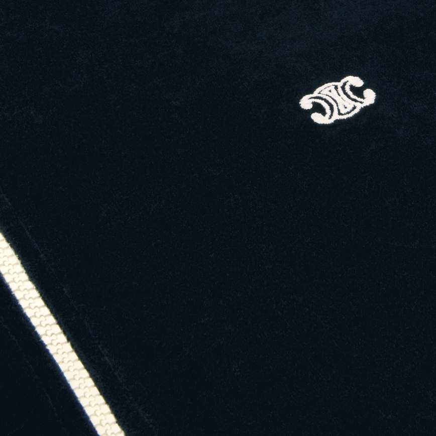 CELINE menn triomphe teddyjakke i fløyelsjersey midnatt/ecru klær TZLR6J1847