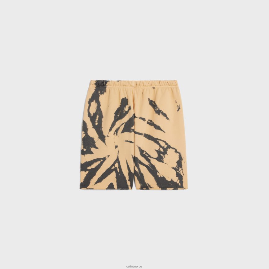 CELINE menn shorts i tie-dye bomullsfleece grå/beige/svart klær TZLR6J2026