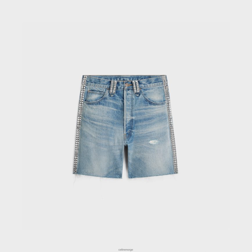 CELINE menn wesley shorts med nagler i denim zuma vask klær TZLR6J2009
