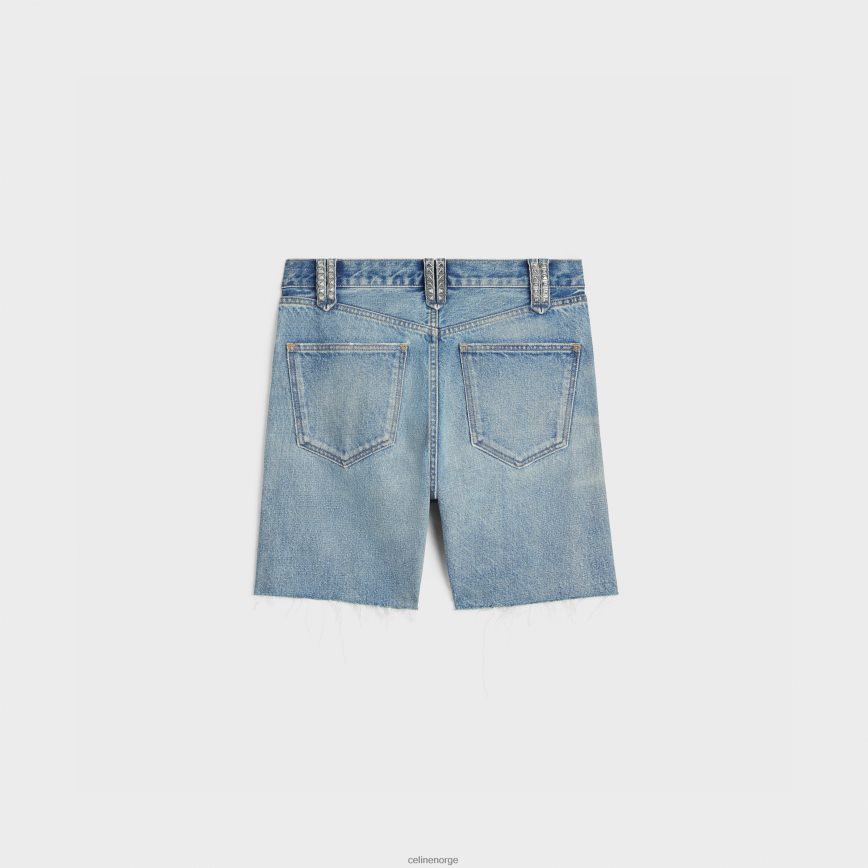 CELINE menn wesley shorts med nagler i denim zuma vask klær TZLR6J2009