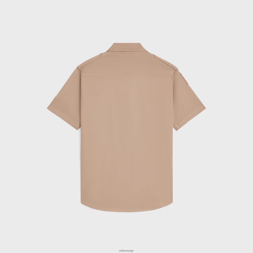 CELINE menn borrelåsskjorte i bomullslin beige klær TZLR6J1924