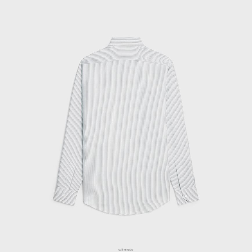 CELINE menn løs karnabyskjorte i stripet silke craie/kvarts/gris klær TZLR6J1909