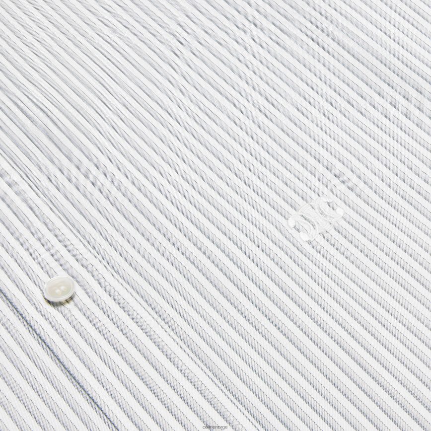 CELINE menn løs karnabyskjorte i stripet silke craie/kvarts/gris klær TZLR6J1909