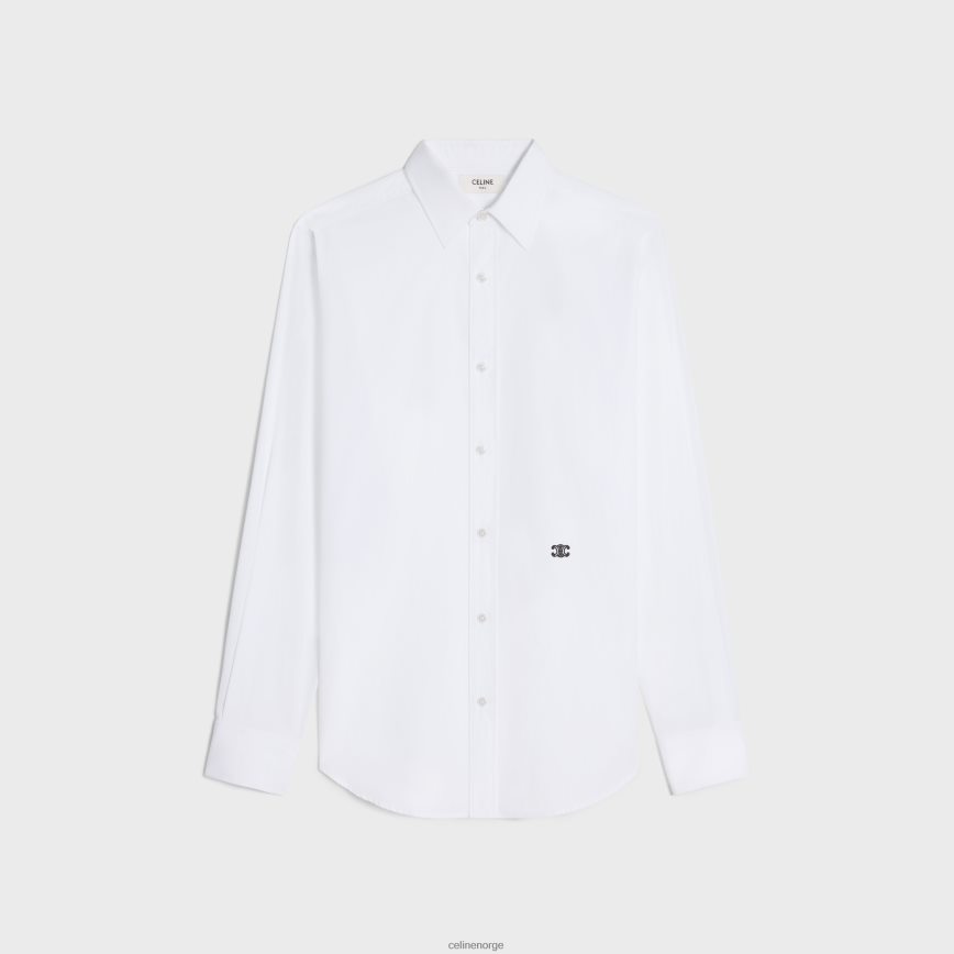 CELINE menn løs skjorte i bomullspoplin hvit klær TZLR6J1799