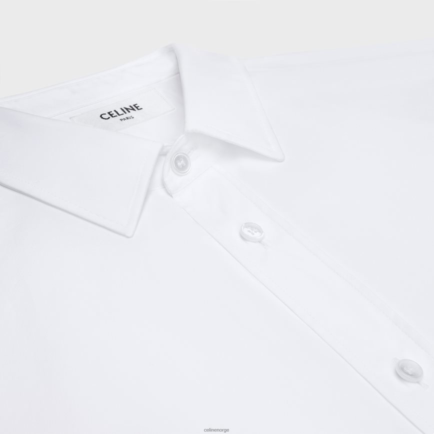 CELINE menn løs skjorte i bomullspoplin hvit klær TZLR6J1799