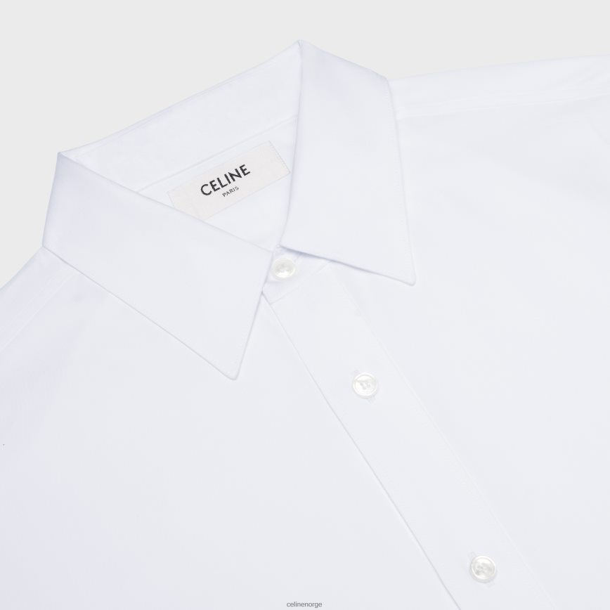 CELINE menn løs skjorte i bomullspoplin hvit klær TZLR6J1916