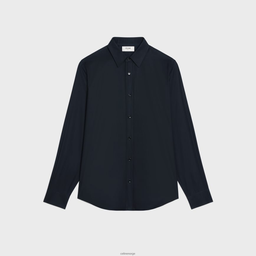 CELINE menn løs skjorte i bomullspoplin svart klær TZLR6J1912