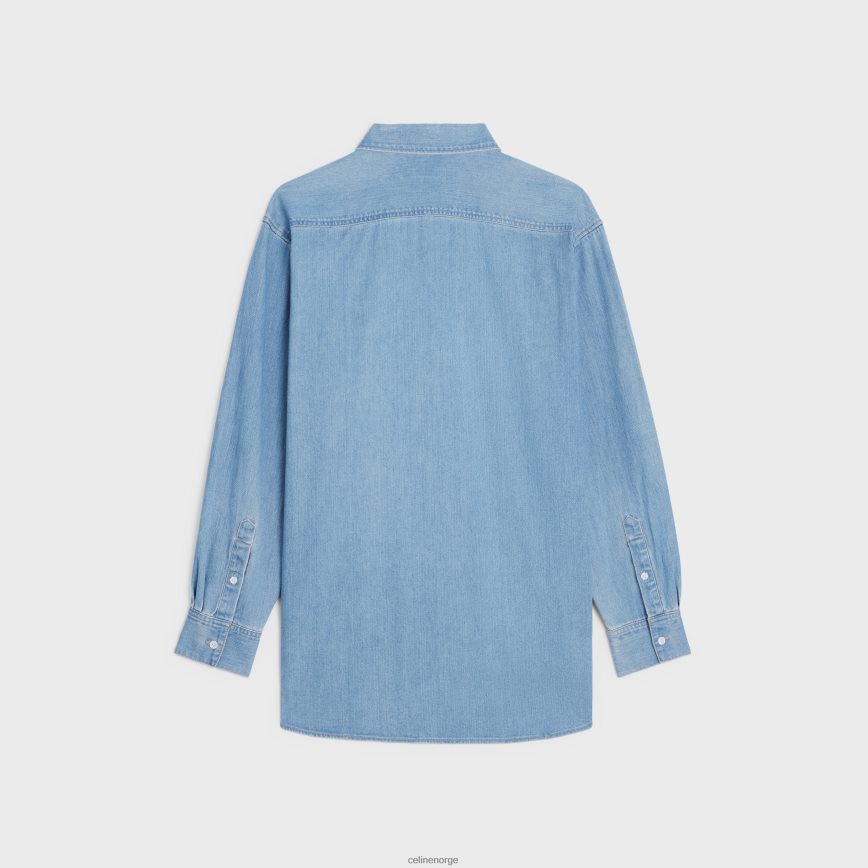 CELINE menn vintage stone indigo denimskjorte indigo vintage stein klær TZLR6J1918
