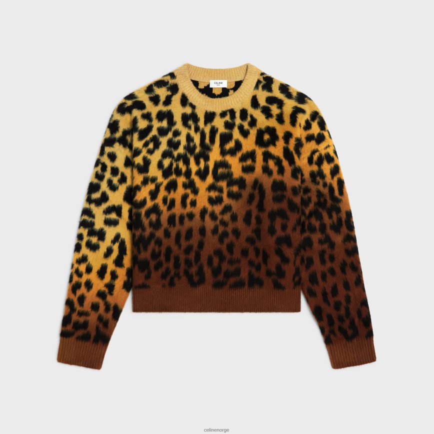 CELINE menn cropped genser med rund hals i børstet bomull kamel/brun klær TZLR6J1981
