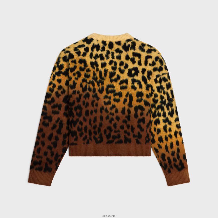 CELINE menn cropped genser med rund hals i børstet bomull kamel/brun klær TZLR6J1981