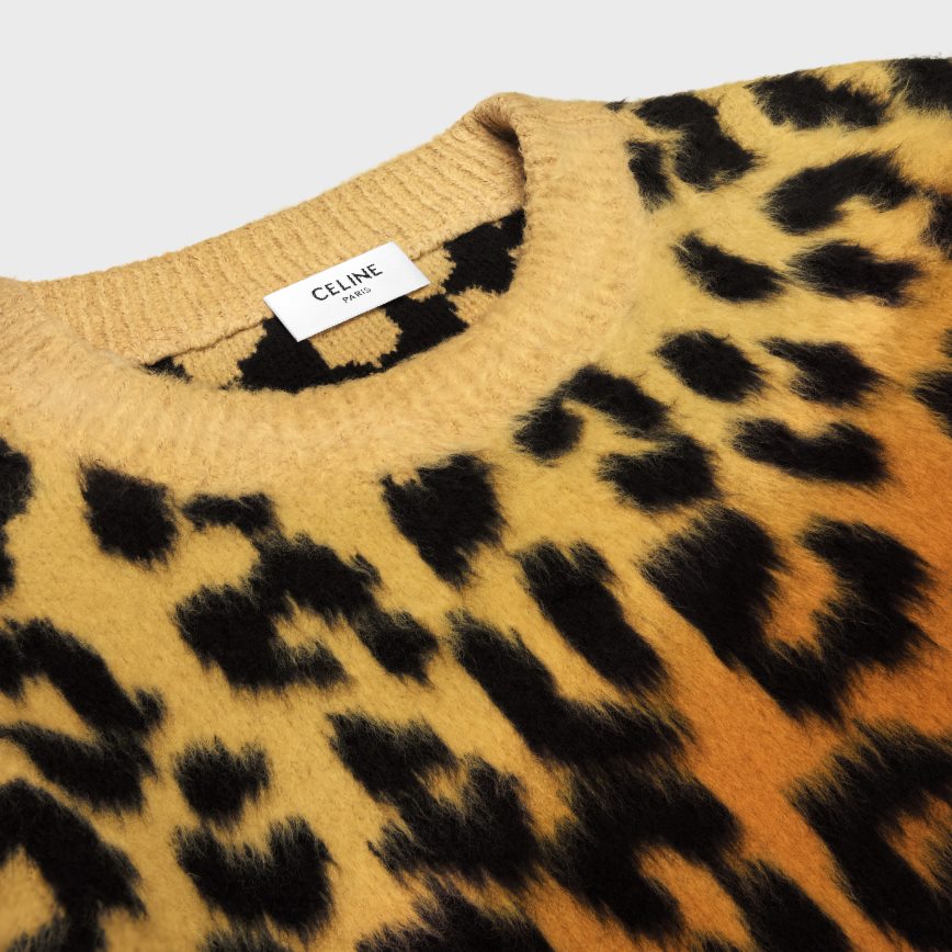 CELINE menn cropped genser med rund hals i børstet bomull kamel/brun klær TZLR6J1981