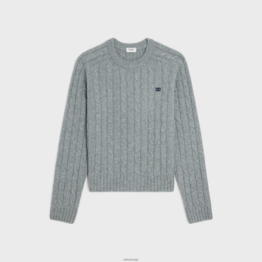 CELINE menn kabelstrikket triomfgenser i kashmir grå klær TZLR6J1980