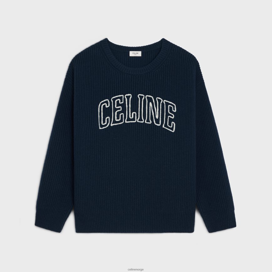 CELINE menn oversized genser i ribbet ull marinen klær TZLR6J1796