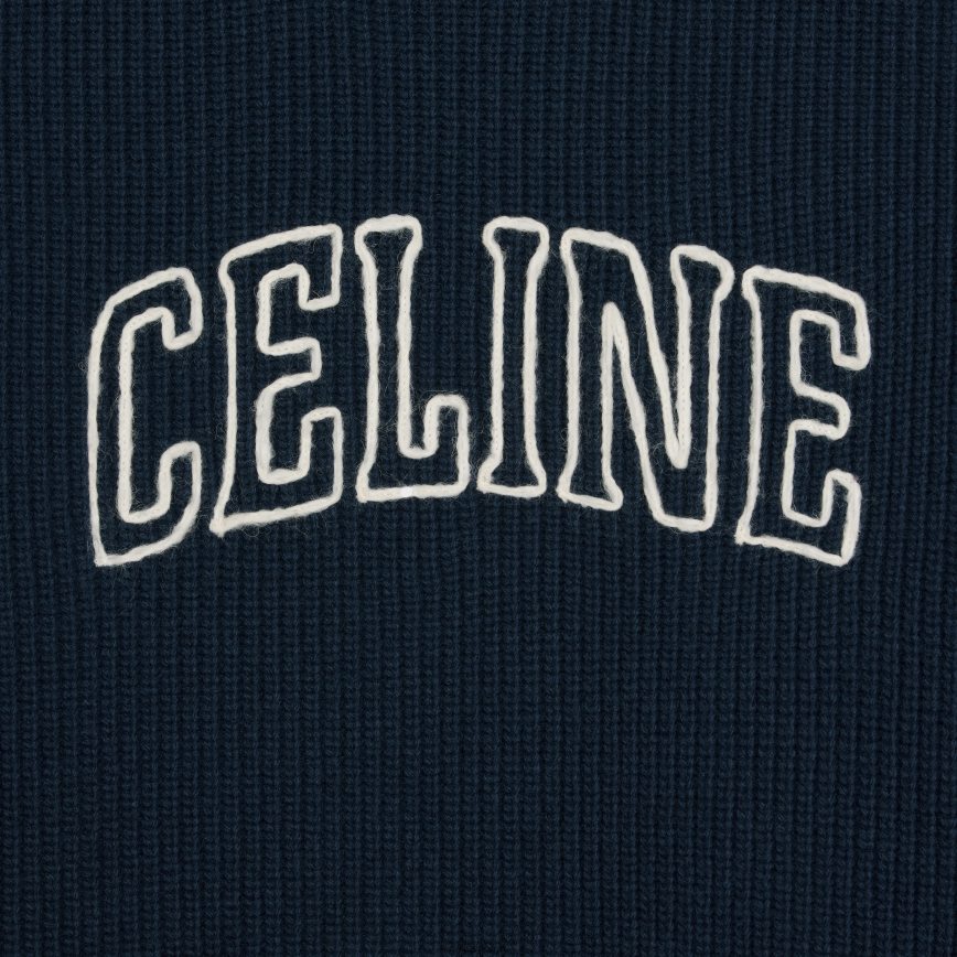 CELINE menn oversized genser i ribbet ull marinen klær TZLR6J1796