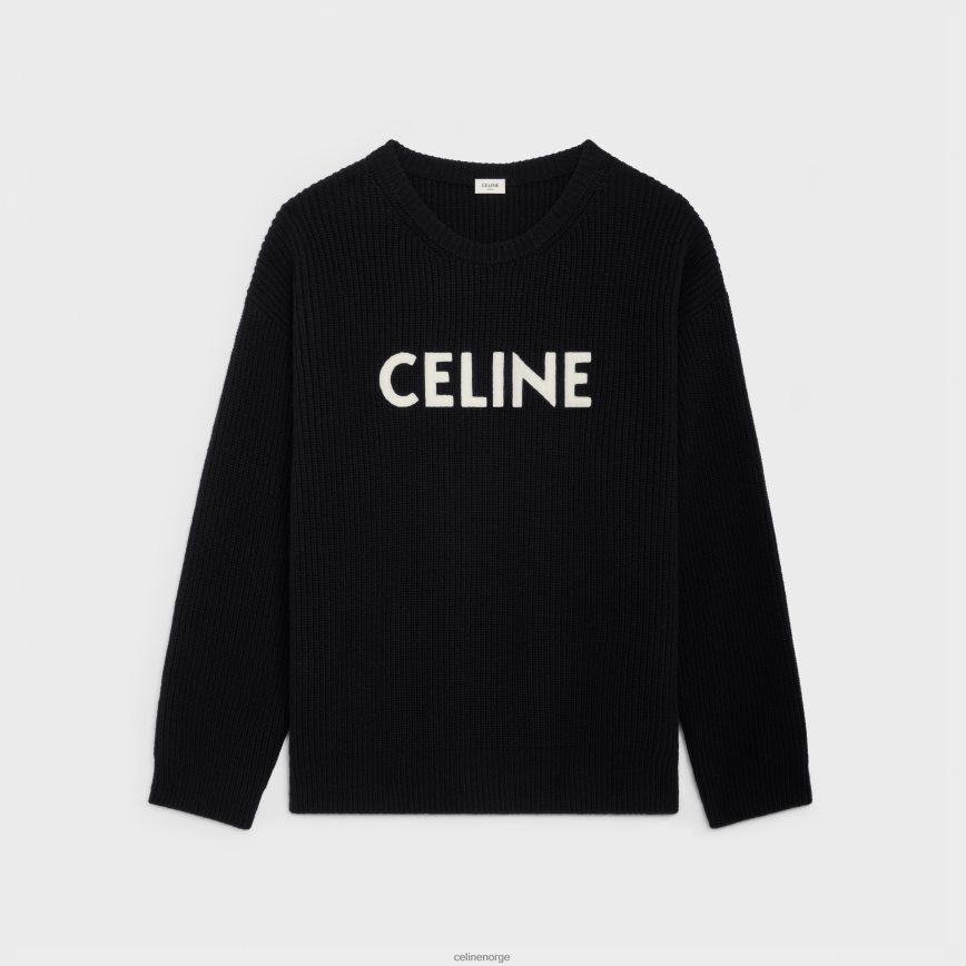 CELINE menn oversized genser i ribbet ull svart klær TZLR6J1972