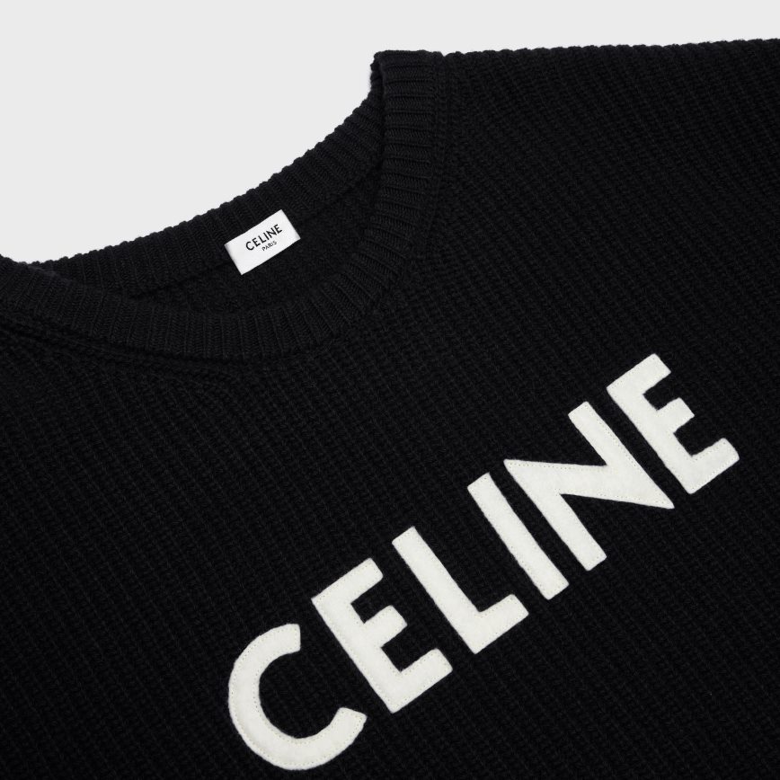 CELINE menn oversized genser i ribbet ull svart klær TZLR6J1972
