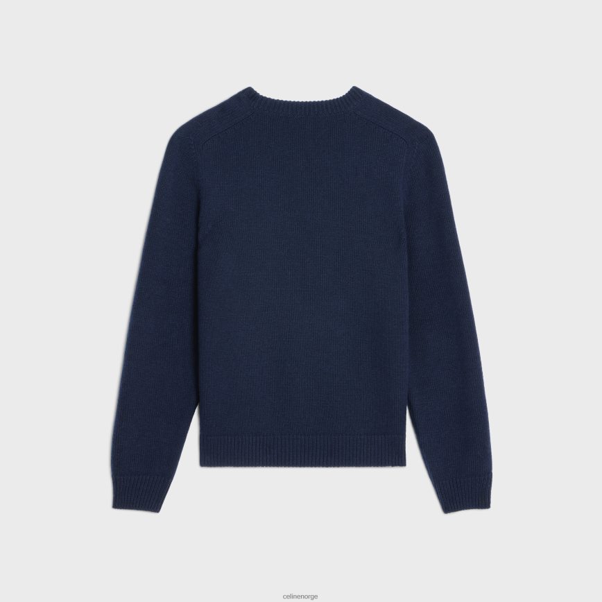 CELINE menn triomphe genser med rund hals i kashmirull marinen klær TZLR6J1957
