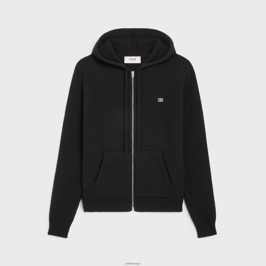 CELINE menn triomphe hettegenser i ull og kashmir svart/off white klær TZLR6J1985