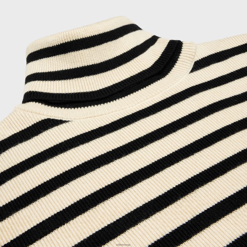 CELINE menn turtleneck genser i heritage cashmere krem/svart klær TZLR6J1977